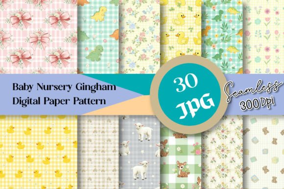 Baby Nursery Gingham Digital Paper