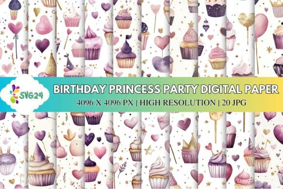 Birthday Princess Party Digital Paper
