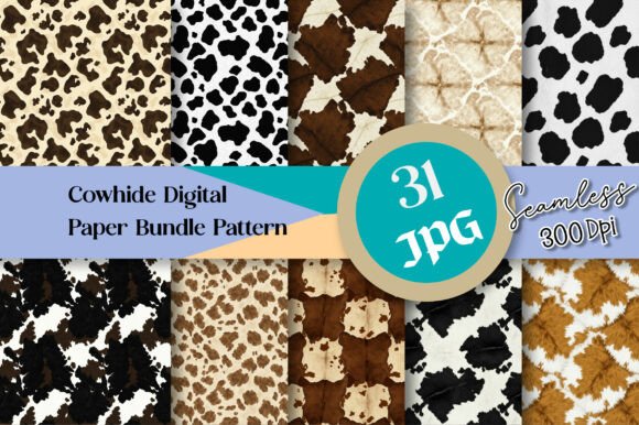 Cowhide Seamless Digital Paper Bundle