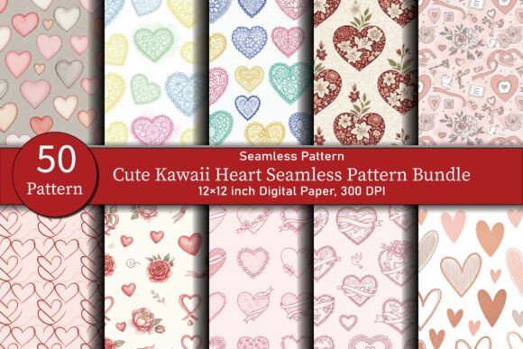 Cute Kawaii Heart Seamless Pattern: A Must-Have for Creative Projects