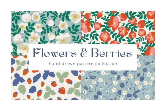 Flowers and Berries. Pattern Collection: A Playful and Versatile Design Resource