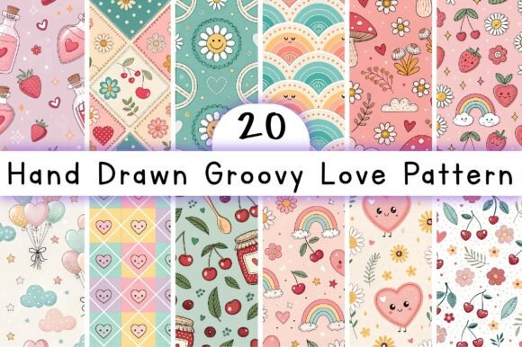 Hand Drawn Groovy Love Pattern