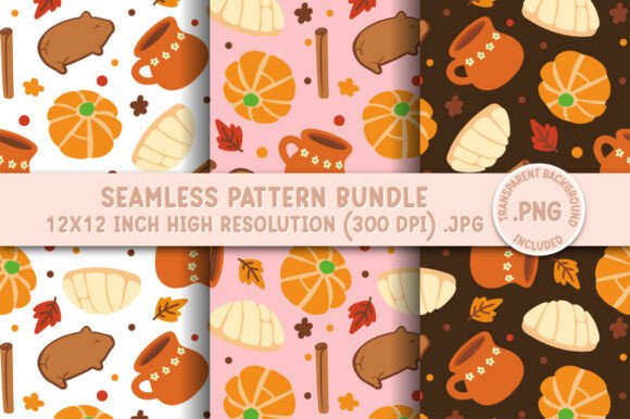 Mexican Pumpkin Conchas Seamless Pattern
