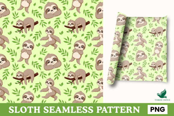 Sloth Seamless Pattern - 04