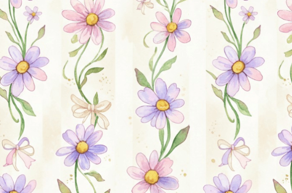 Soft Pastel Watercolor Daisy Floral Seam: A Versatile and Elegant Design Choice