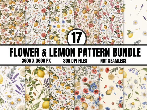 Vintage Lemon Blossom Digital Paper Bund