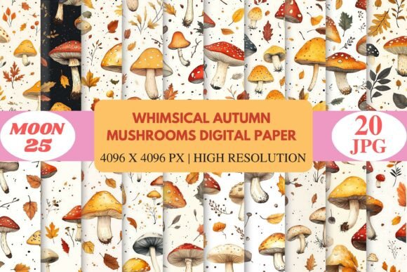 Whimsical Autumn Mushrooms Digital Paper: A Magical Addition to Your Creative Projects